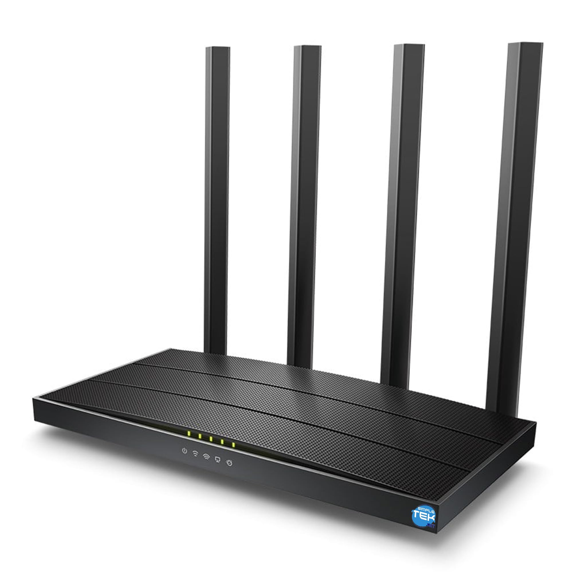 SIMPLETEK Punkt dostępowy i router Wi-Fi AC1200 Gigabit Dual Band do domu i biura z 4 portami Gigabit LAN i technologią 5 GHz