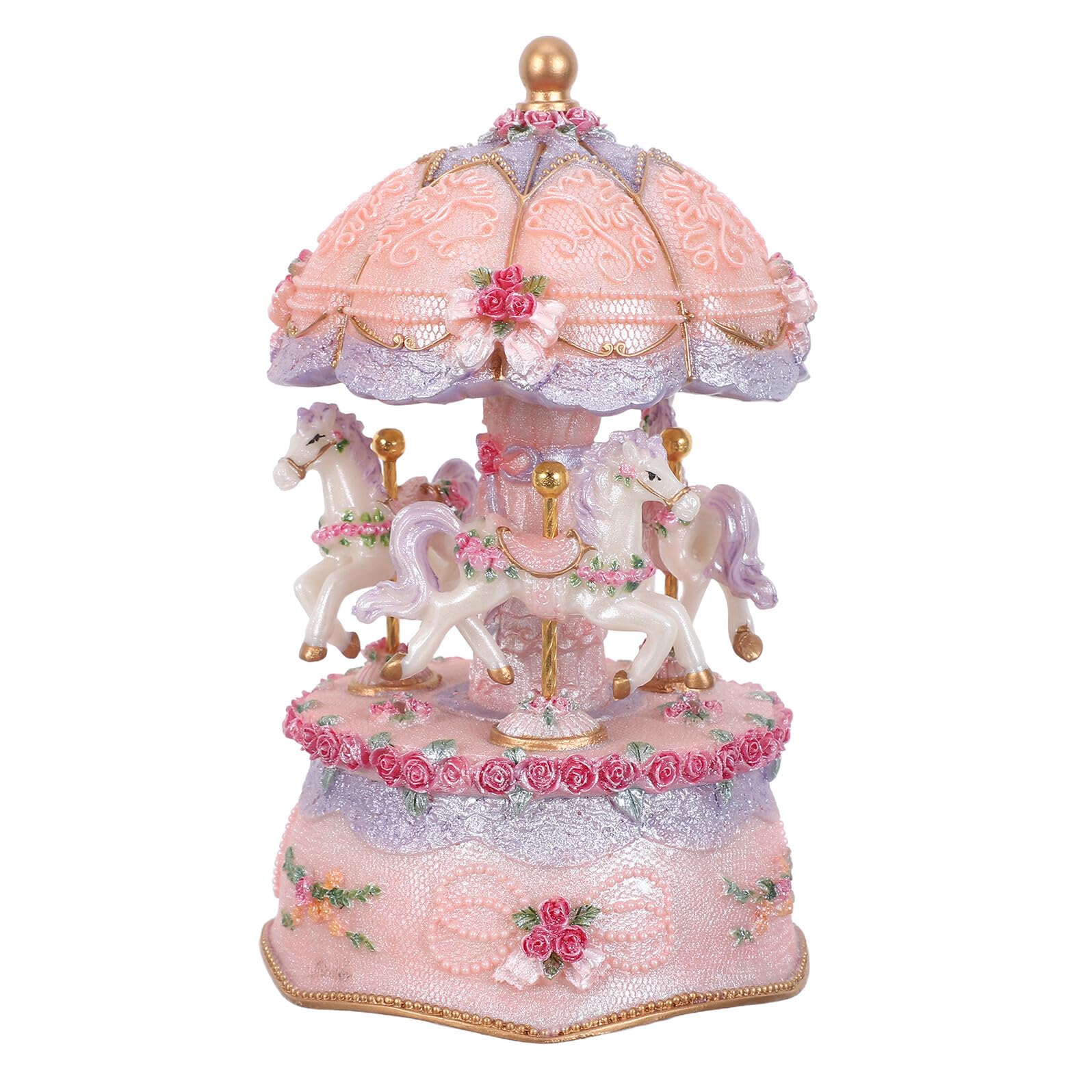 Toyvian Carillon a Giostra Rotante Vintage in Resina con Luci LED Colorate Carillon Musicale senza Batteria per Bambine e Decorazione Tavolo per Feste e Natale