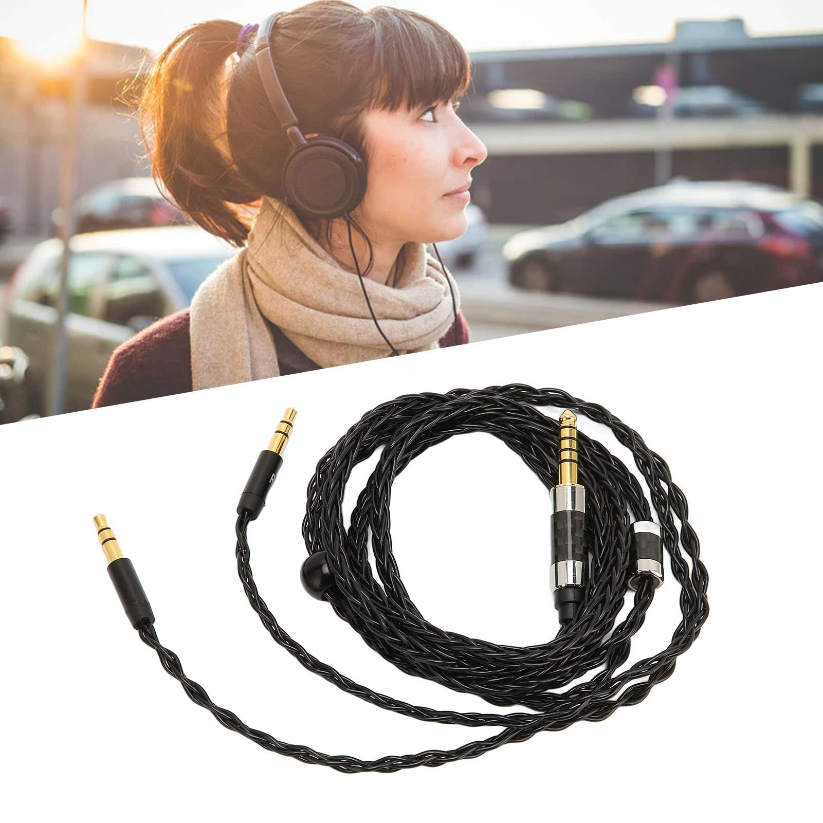 Goshyda Cavo per Cuffie, da 4,4 Mm a Doppio Cavo Audio per Cuffie da 3,5 Mm Cavo Audio Placcato Argento a 8 Fili, per MDR Z7 Z1R, per Teloon D7100 D7200 D600 D9200, per T1 T5, 1,2 M/3,9 Piedi