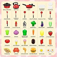 Vista 2 de STEAM Life Juego de accesorios de cocina, juguetes de comida para niñas de 3 a 4 años, juego de cocina para niños pequeños, ollas y sartenes, juego
