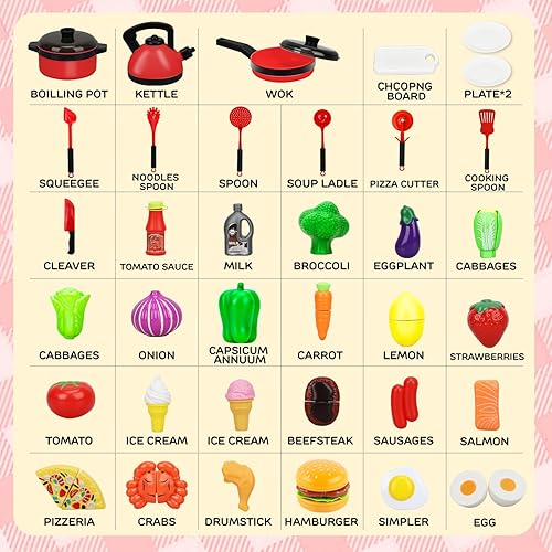 Miniatura 2 de STEAM Life Juego de accesorios de cocina, juguetes de comida para niñas de 3 a 4 años, juego de cocina para niños pequeños, ollas y sartenes, juego