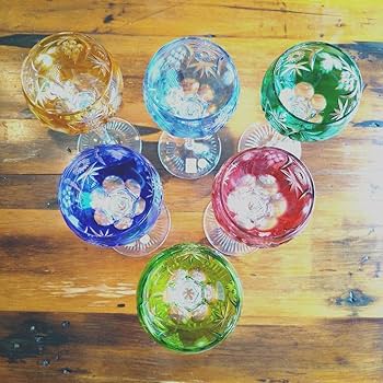 Amazon.co.jp: ナハトマン ワイングラス 切子 色被せガラス