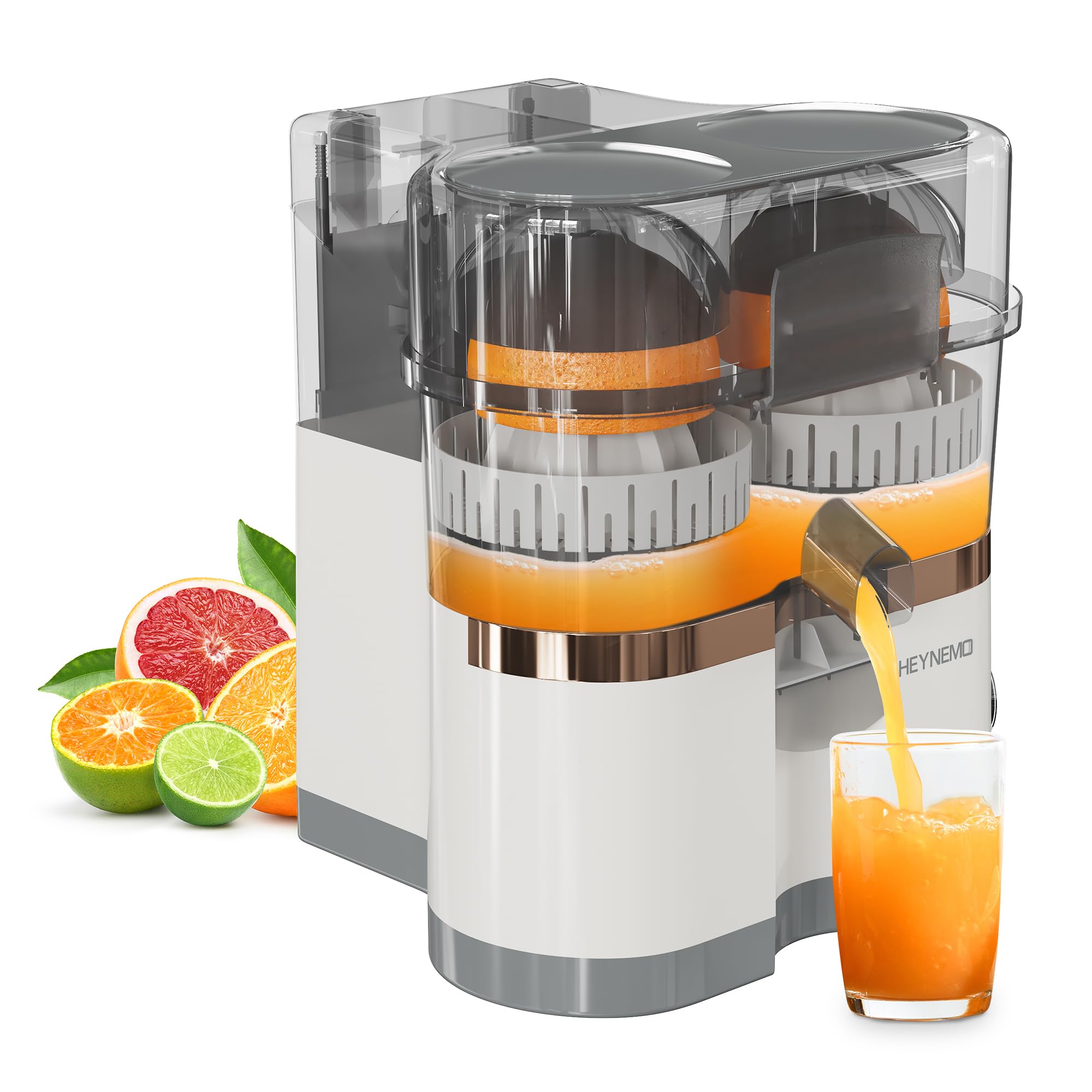 Dual-Head Juicer Machines Electric, Rechargeable Citrus Juicer, Portable Orange Juicer Squeezer with USB and Cleaning Brush, Juicer for Lemon, Orange, Citrus, Grapefruit, Apples, 120W