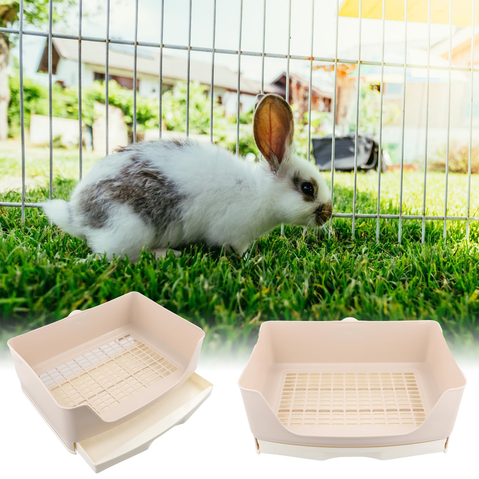 Middelgrote konijnenbak, afneembaar konijnenhoektoilet met grote container Bedding kattenbak Potty Trainer voor kleine dieren Cavia's Hamsters Galesaur (Blauw