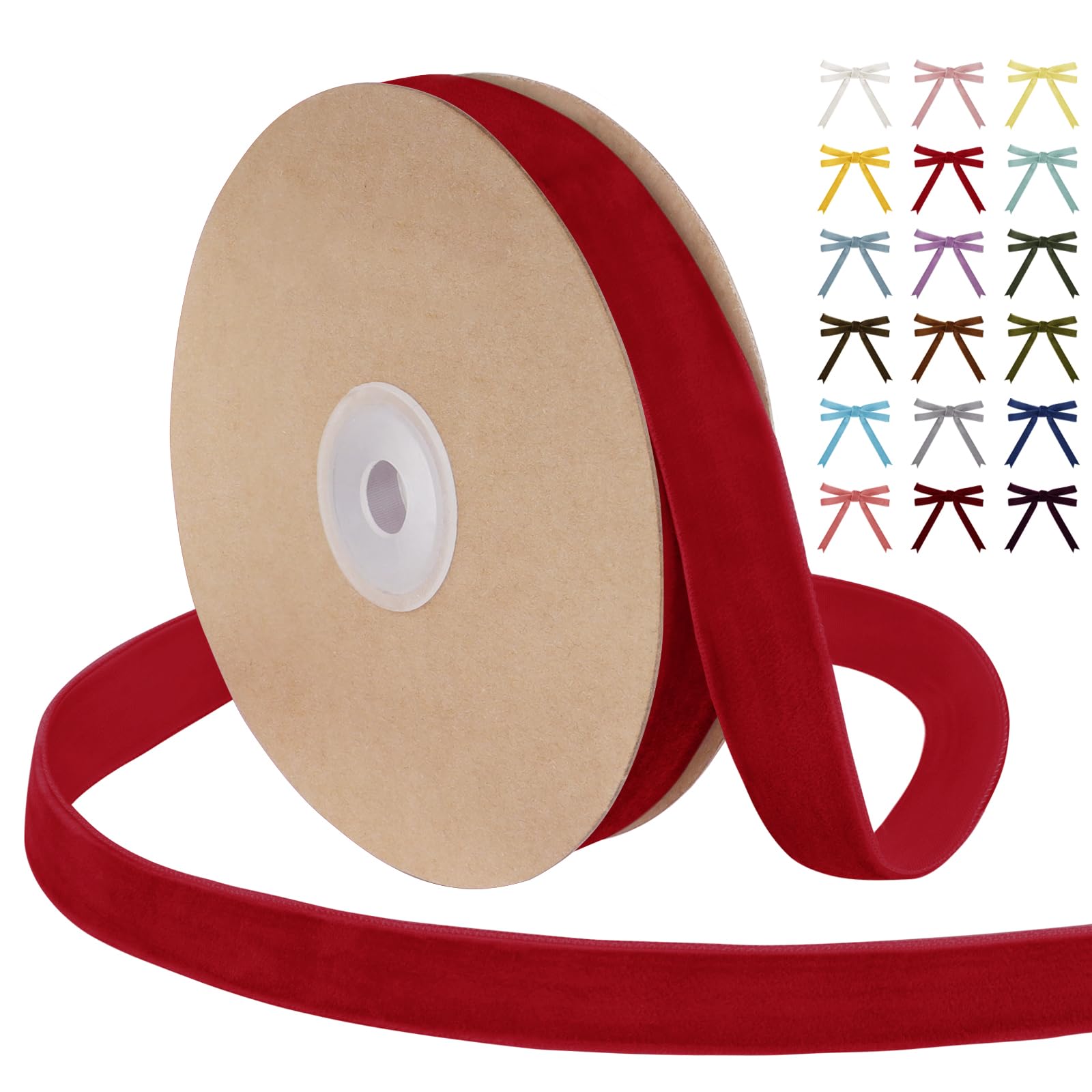 Uiopa Red Velvet Ribbon, 20mm x 9m Single Face Wrapping Ribbon, Vintage Velvet Ribbons for Gift Wrapping, Wreaths, Wedding, Party, Home Decor, DIY Crafts