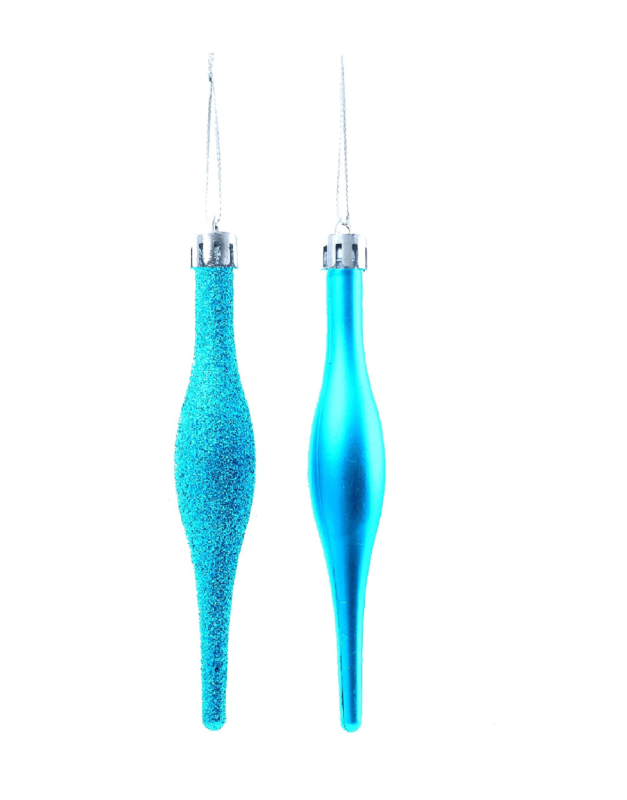 Simply Products 10 Droplet Baubles - Great Christmas Tree Decoration, Matte & Glitter Icicle Baubles (Turquoise Glitter & Matte) - Image 4