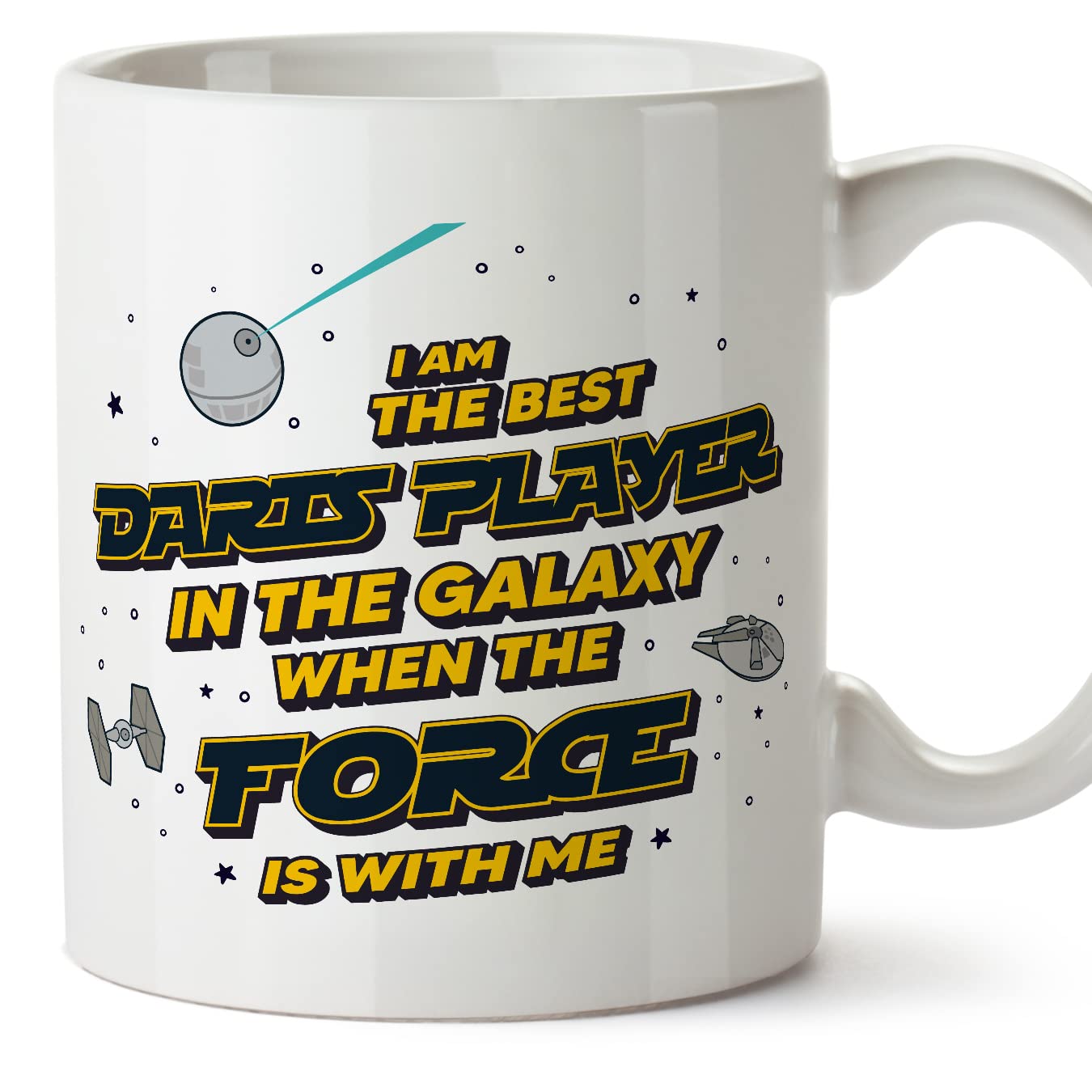 MUGFFINS Darts Player Mug - in English - Best in The Galaxy The Force is with Me - Funny Gift for Colleagues - Ceramic 11oz Mug โ image 1