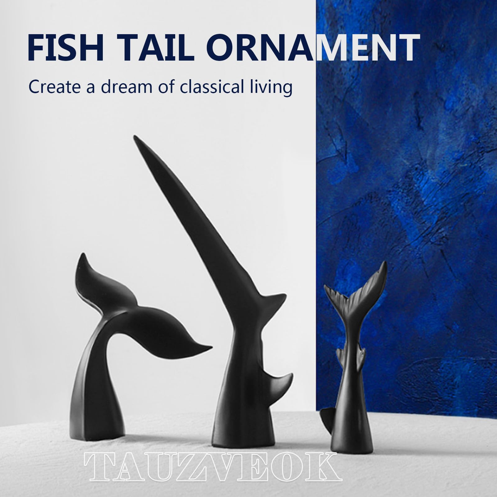 Schwarz Wal Tail Deko Skulptur, Maritime Dekoration, Ozean Dekoartikel, Harz, Black b