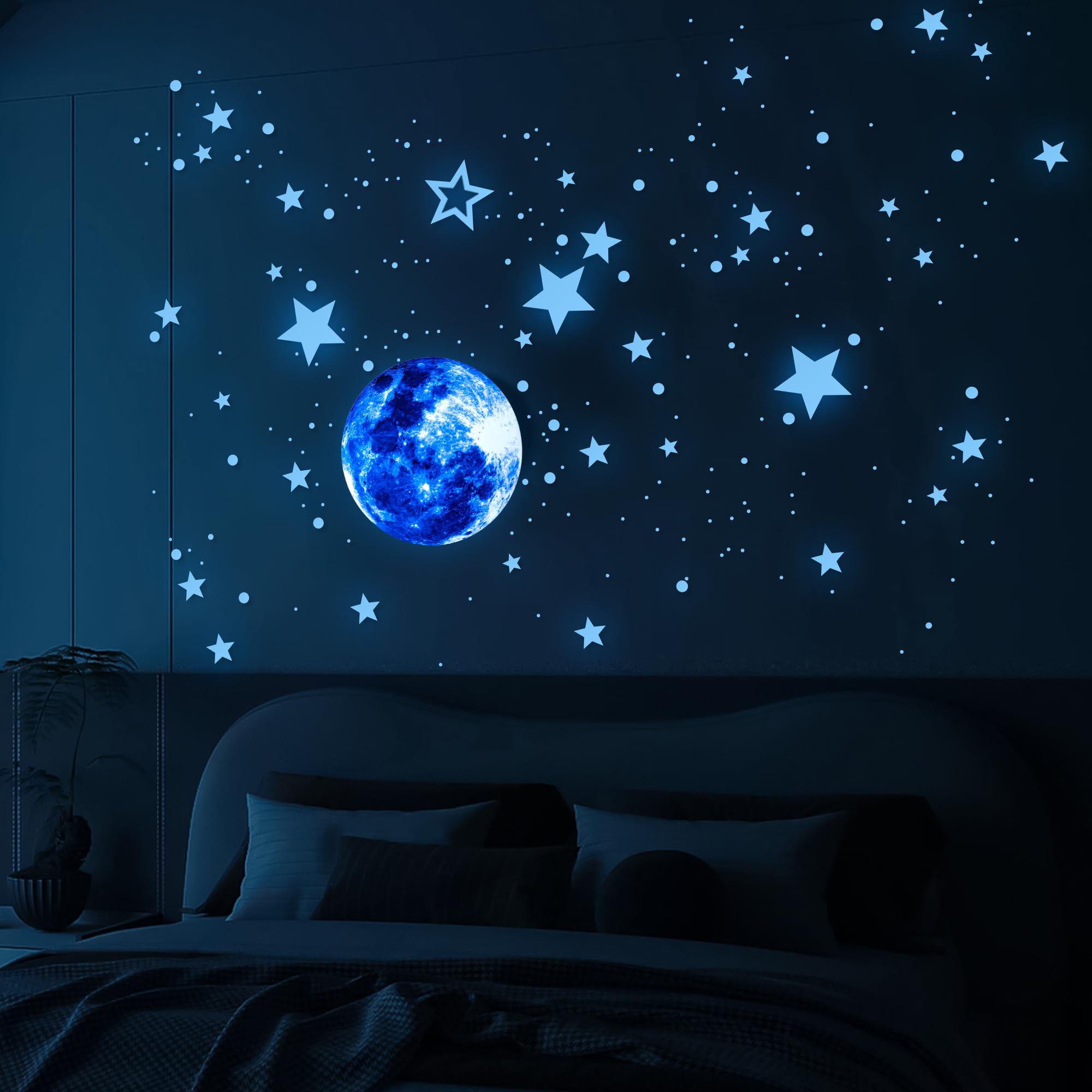 Glow in The Dark Stars for Ceiling Moon Planet Star Stickers for Wall Decor Glow in The Dark Star Stickers and Dots Wall Stickers Decor