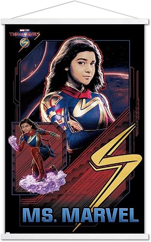 Miniatura 7 de Trends International Marvel The Marvels - Póster de pared de Ms. Marvel, 22.37 x 34.00 pulgadas, paquete de impresión premium y colgador de madera