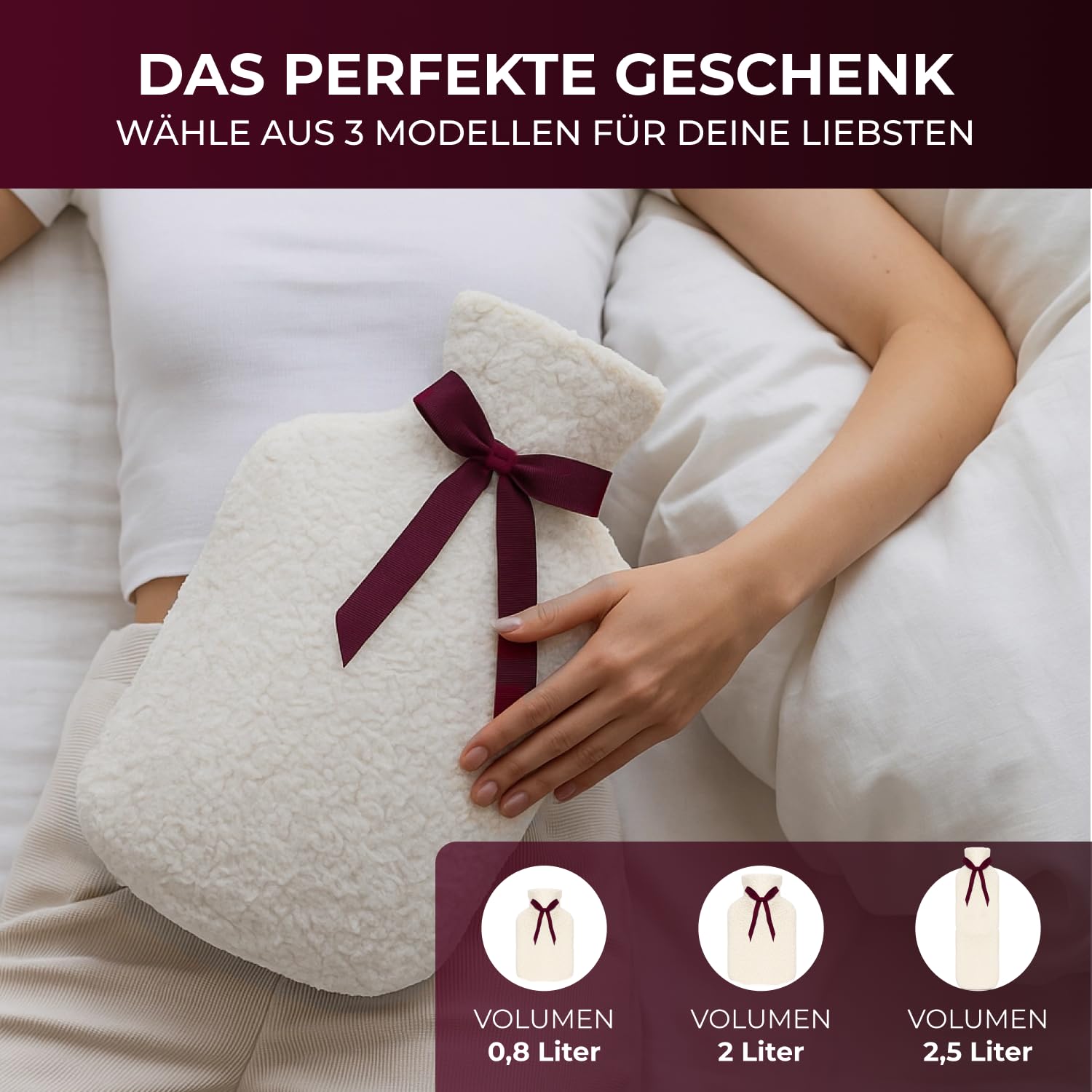 Kuschel - Borsa dell'acqua calda con rivestimento in cotone biologico extra morbido, prodotta in Germania, calda per alleviare il dolore, facile e verde, 2 l