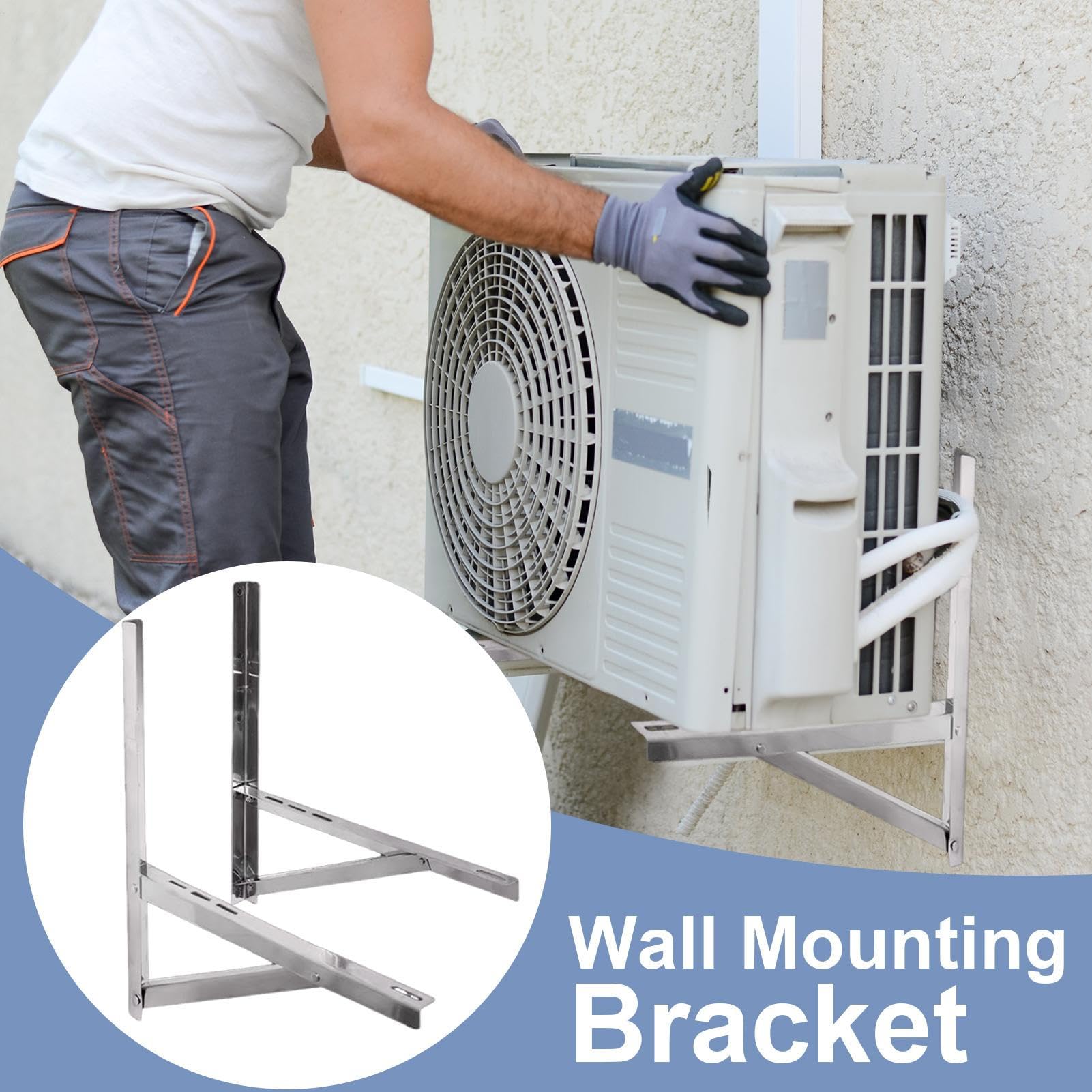 Soporte para aire acondicionado,Soporte de Pared Plegable de Acero Inoxidable para Unidad Exterior,Soportes de Pared para Mini Split | Para condensador y calefactor de mini split sin conductos