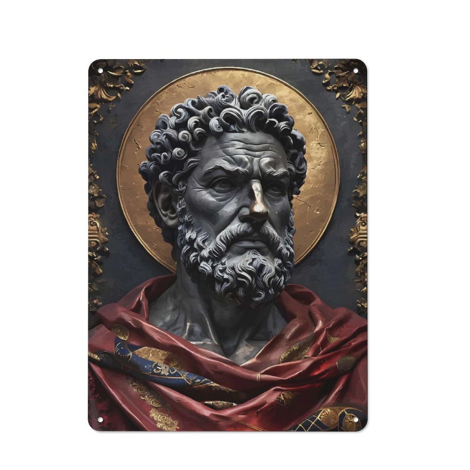 Junmoney Style-19 Tin Wall Plaque 40X30cm With Marcus Aurelius Art For Workshop Wall, With Clear Retro Wall Decor Character