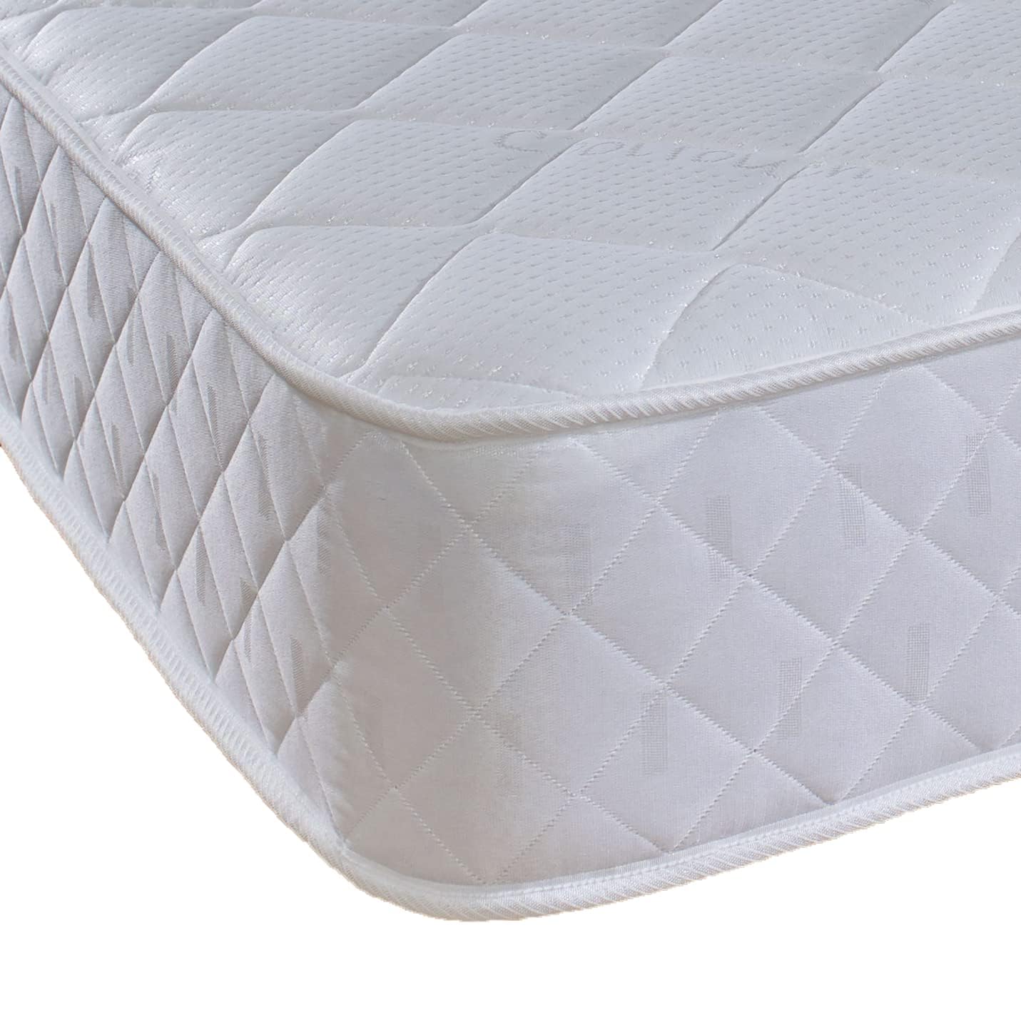 eXtreme comfort ltd Cooltouch Diamond Essential White Shorty Mattress 75x175cm, 18cm Deep Foam Free Open Coil Spring Mattress, Quilted Cover, Plush Comfort Support, UK Made Mattress in a Box