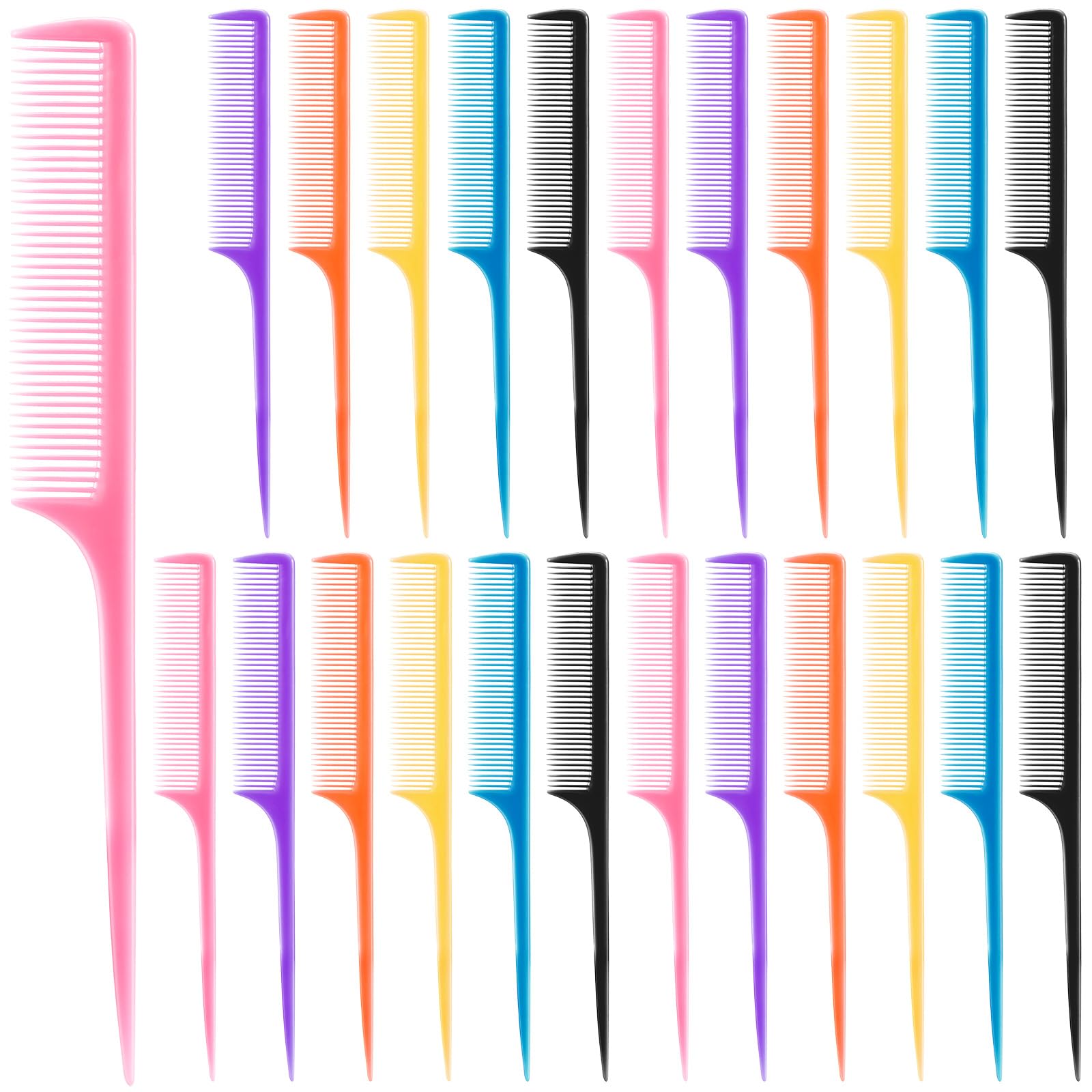 Yaomiao 24 Pcs Rat Tail Combs Bulk Braiding Comb for Woman Parting Combs