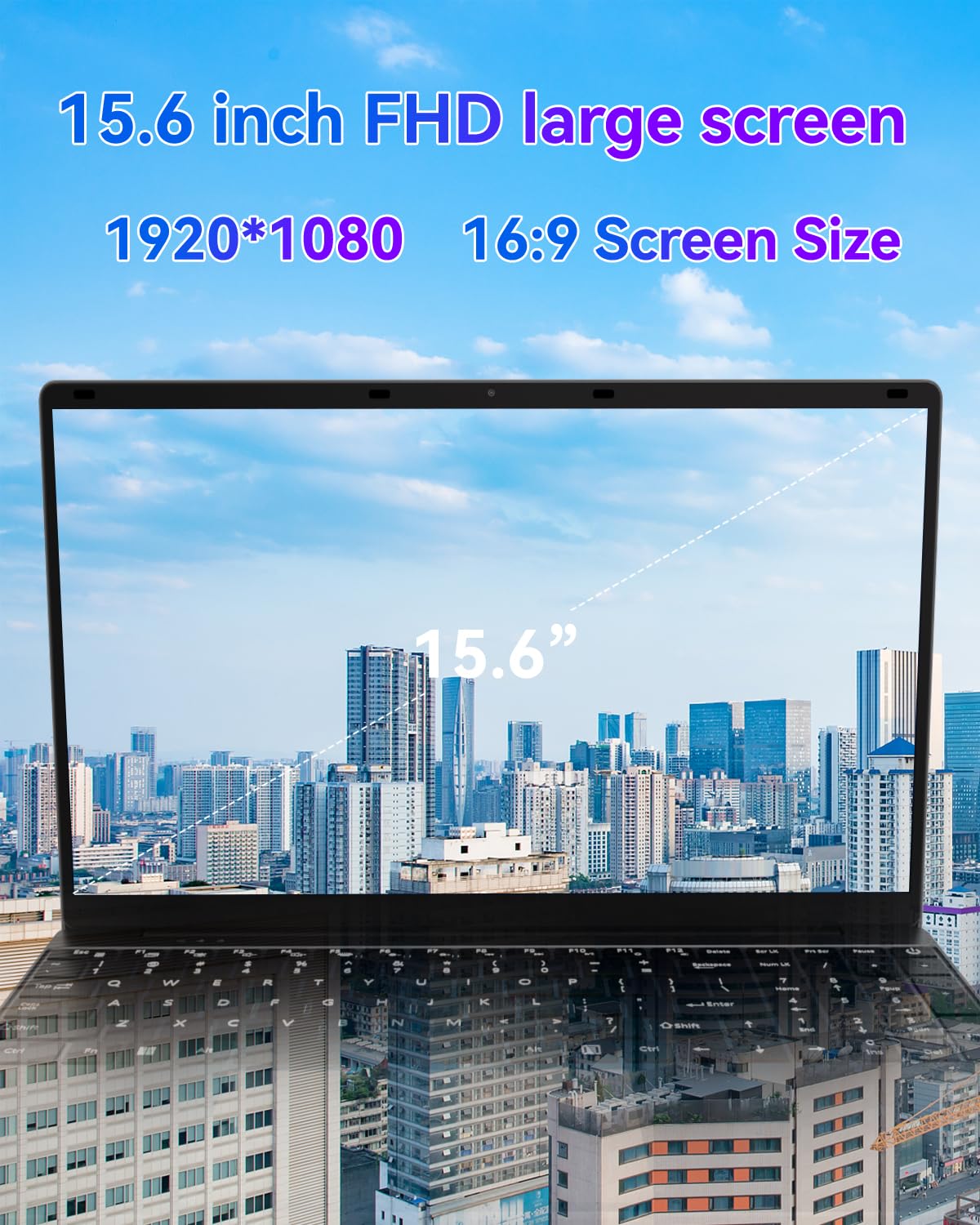 PINSTONE Laptop PC Computer 16 GB RAM LPDDR4 512 GB SSD 15,6 pollici UHD Celeron N5095 Processore Computer con Touch ID WiFi5 Bluetooth 4.0 Tipo C USB 3.0 (Film tastiera inclusa)