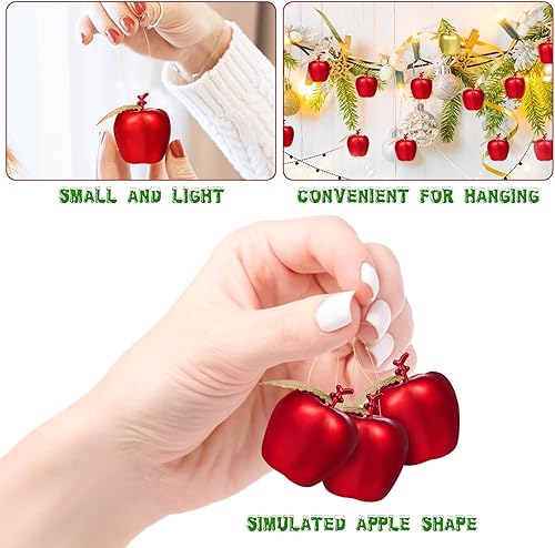 Miniatura 5 de BESPORTBLE 24pcs Adornos colgantes de Navidad Simulación de plástico Apple colgante colgante para decoraciones de árbol de Navidad