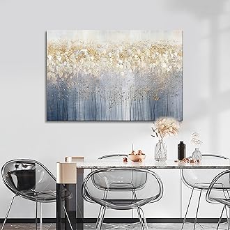 FajerminArt Framed Large Blossom Tree Canvas Wall Art Abstract Floral Gray Gold Canvas Prints Painting Wall Artwork Picture for Living Room Bedroom Home Decorations Ready To Hang 24"x36"（60cmx90cm）