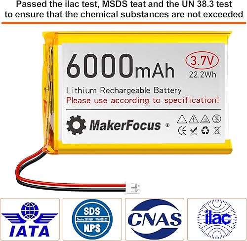 Miniatura 6 de 1 batería recargable de polímero de litio de 3.7 V 6000 mAh con placa protectora integrada y enchufe PH2.0 compatible con WisBlock Meshtastic,