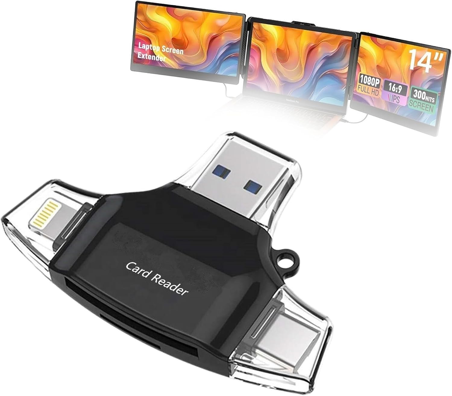 BoxWave Smart Gadget Compatible with Kwumsy S8MAX (15.3 in) - AllReader SD Card Reader, microSD Card Reader SD Compact USB - Jet Black