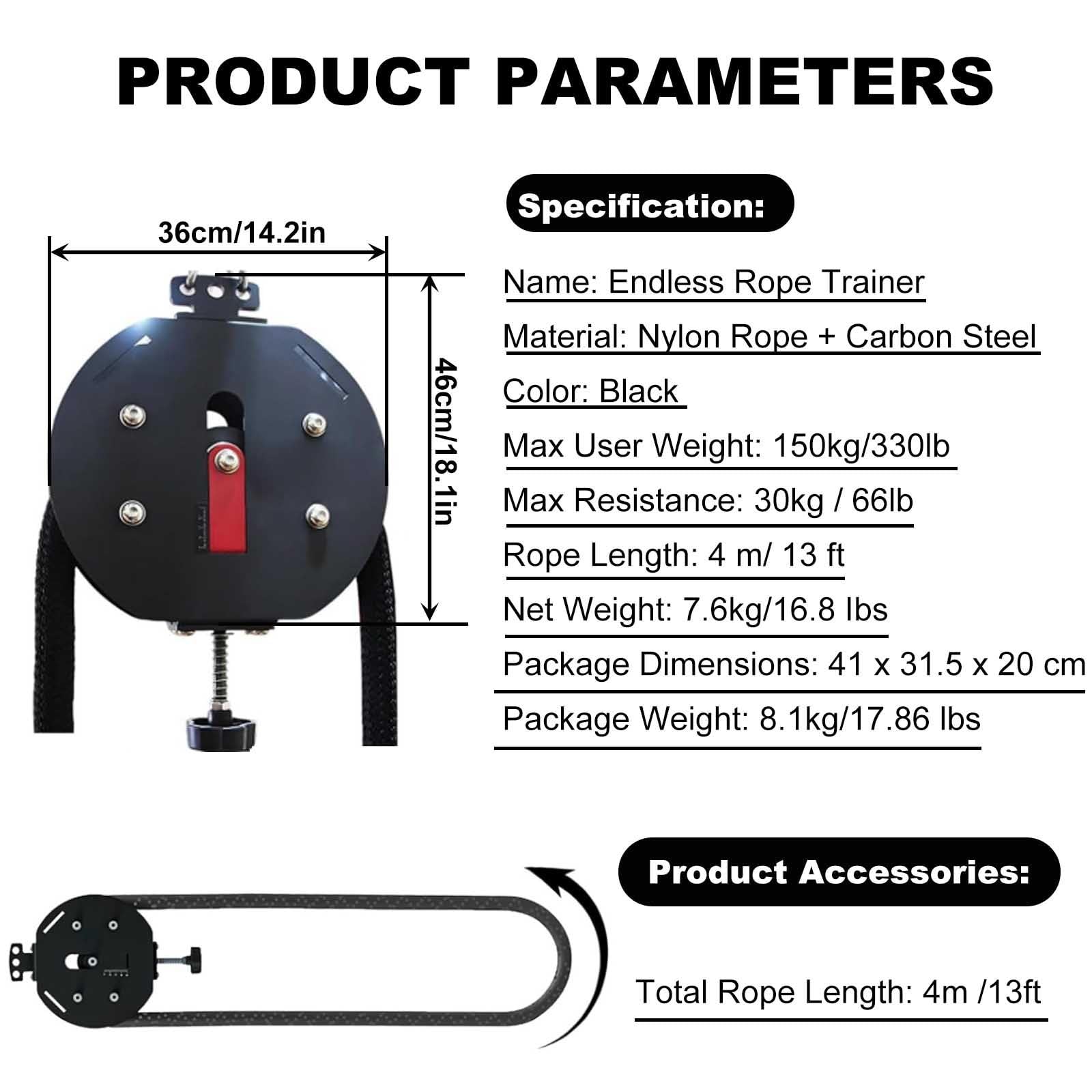Corda da arrampicata per allenamento multifunzione Endless Rope Home Fitness Equipment, resistenza regolabile per resistenza muscolare, forza di presa, braccia, schiena, coordinazione del corpo