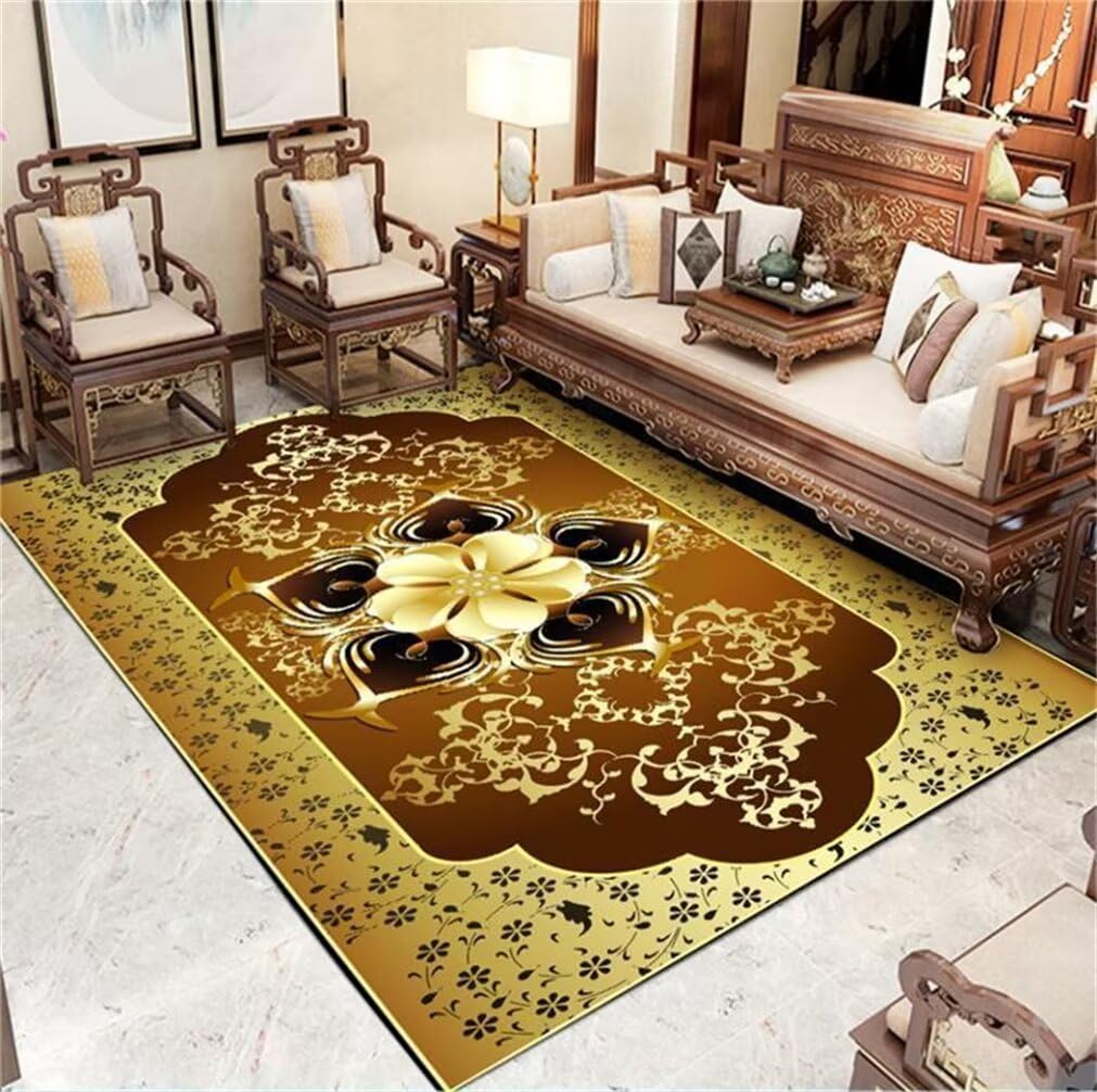 Tapis enfant chambre fille vintage jaune brun 50x80cm