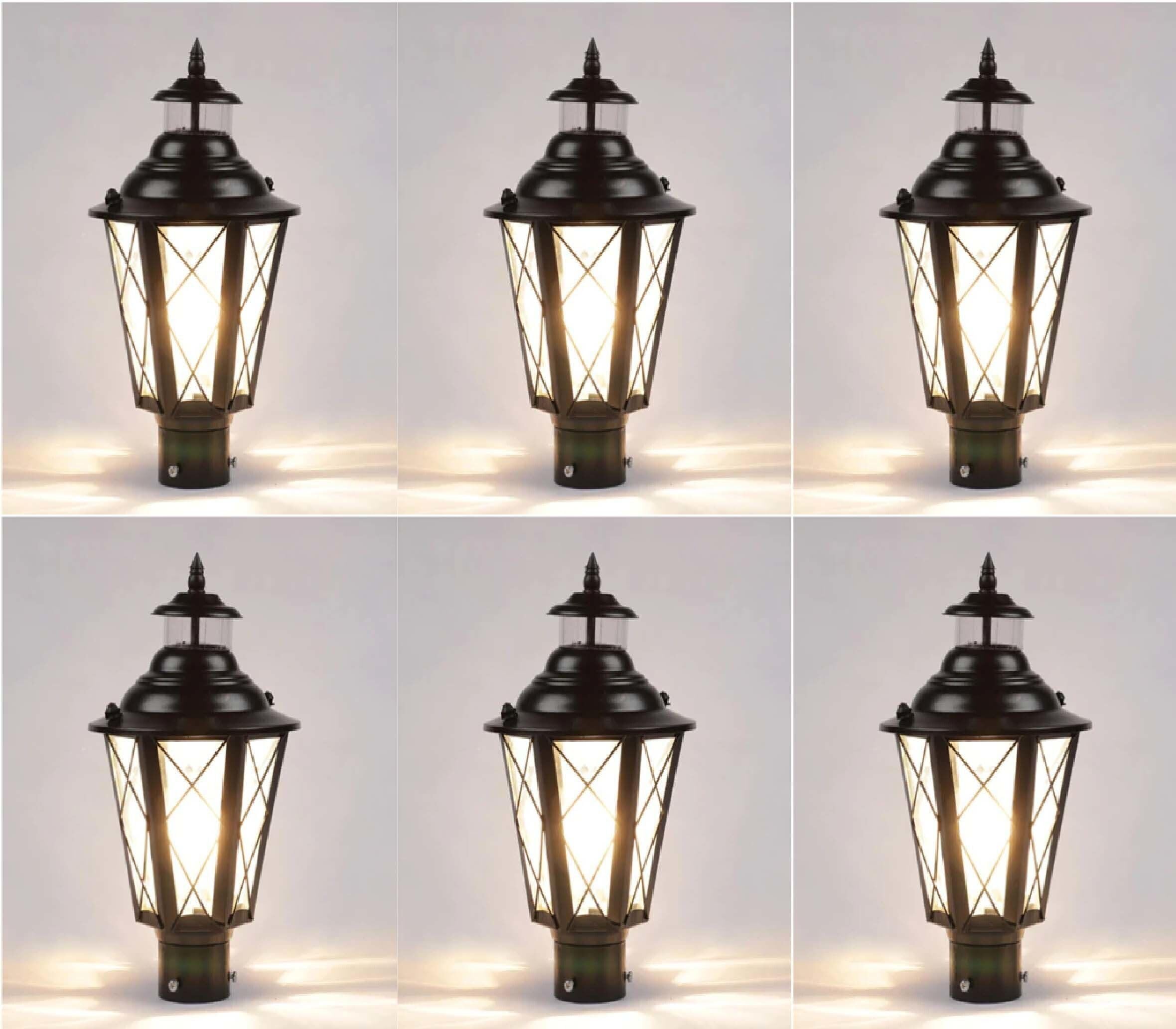 Fixed Gate Light Black Metal Pack of 6 | Outdoor Garden Field Roof Entrance Lamp | Durable Weather-Resistant Decorative Exterior Lighting Fixture for Home-image-32