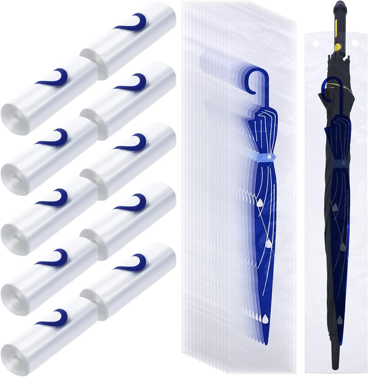 Theaque White 1000 Pcs 28'' Clear Wet Umbrella Rain Holder Bags And Refills, Large Umbrella Disposable Plastic Rain Bags For Umbrella Stand Holder Waterproof Umbrella Sleeve Cover Bags Keep Church Lobby Dry