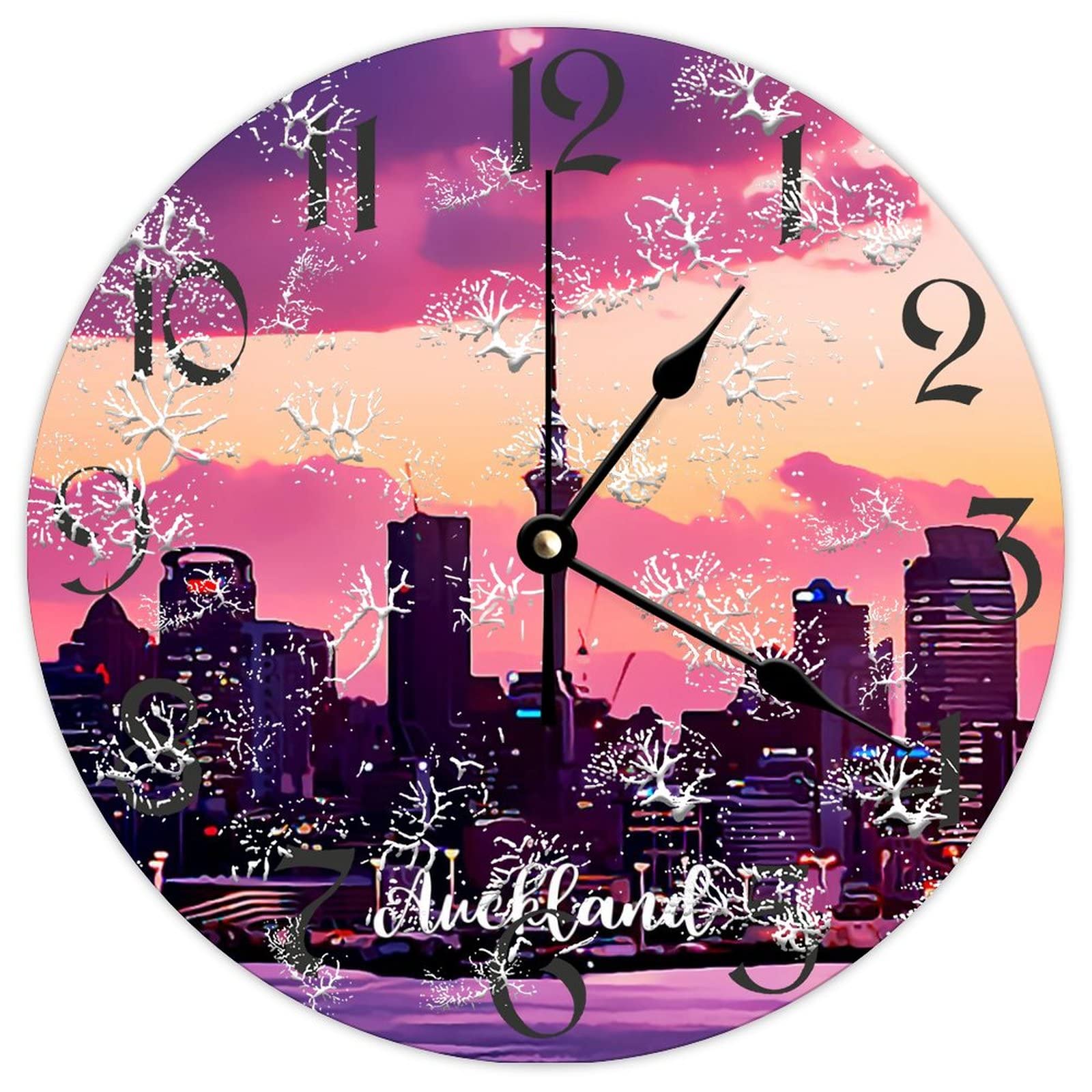 Horloge murale vintage rétro Auckland City grand format 38cm pour décoration murale maison