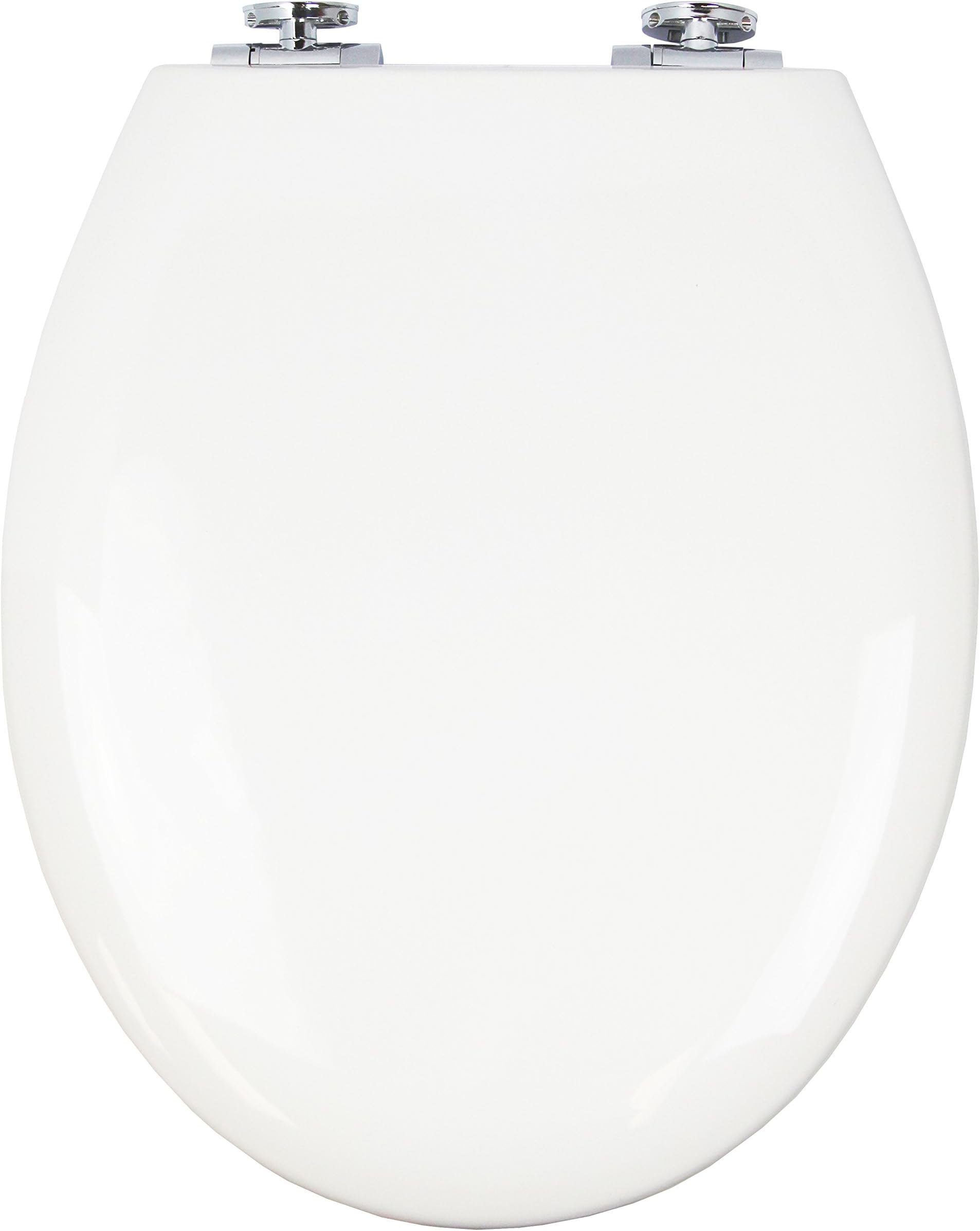 Molded Wood Toilet Seat with Easy Take-Off Soft Close Chrome Hinges, White