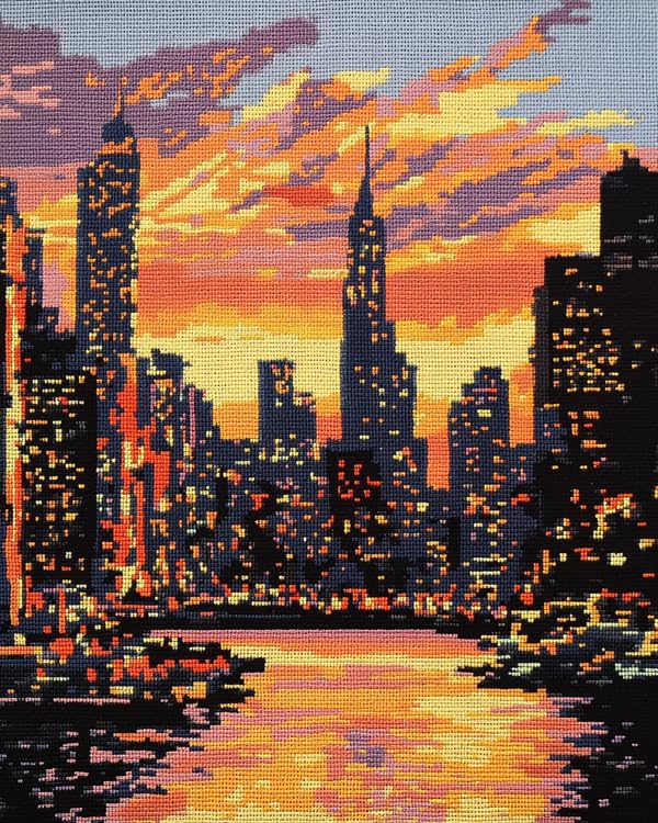Amazon.com: Amcdjkery Cityscape Cross Stitch Stamped Kits,New York