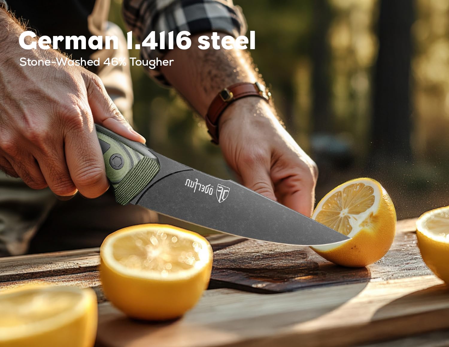 ODERFUN 5.5 Inch Kitchen Utility Knife - German Rust-Resistant Full-Tang Steel, G10 Handle - Professional Outdoor Chef Knife for Fruit & Vegetable Slicing, Paring & Tomatoes (Knife For Men)