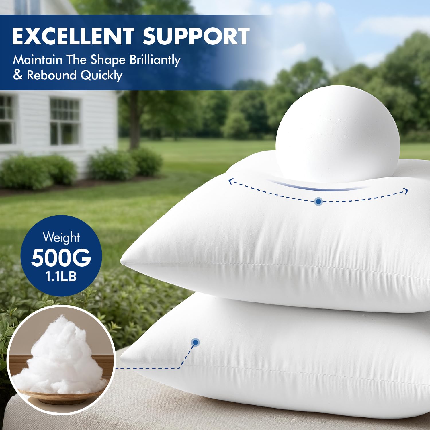 MIULEE Outdoor Pillow Inserts 18x18 Pack of 4 Waterproof Throw Pillow Inserts Decorative 100% Virgin Fibers Filling for Patio Sofa Couch - 5