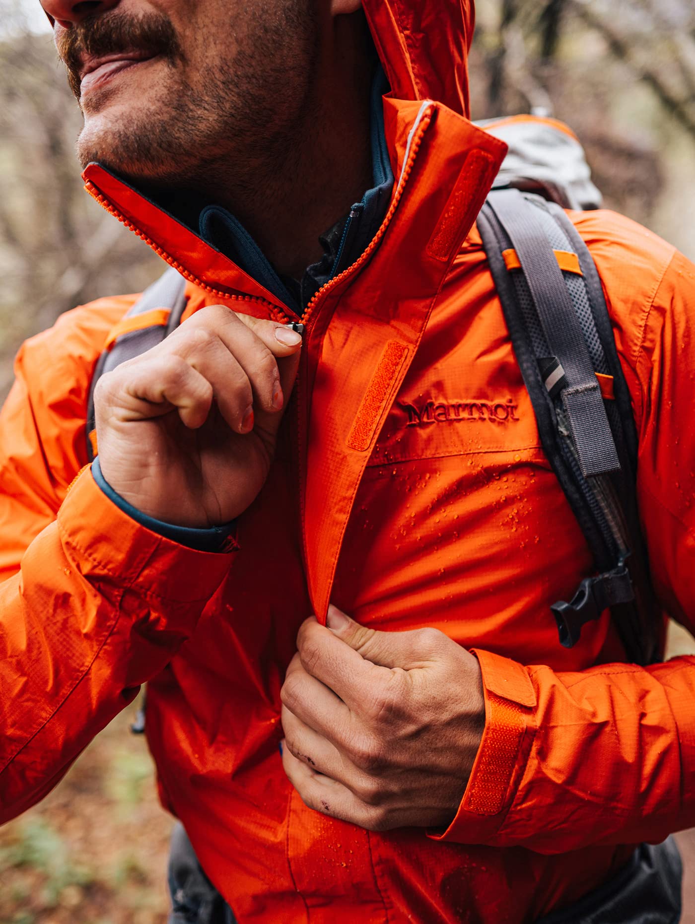 Marmot Wodoodporna kurtka przeciwdeszczowa, oddychający płaszcz przeciwdeszczowy z kapturem, lekka wiatrówka hardshell na wędrówki Mężczyźni Precip Eco Jacket S22