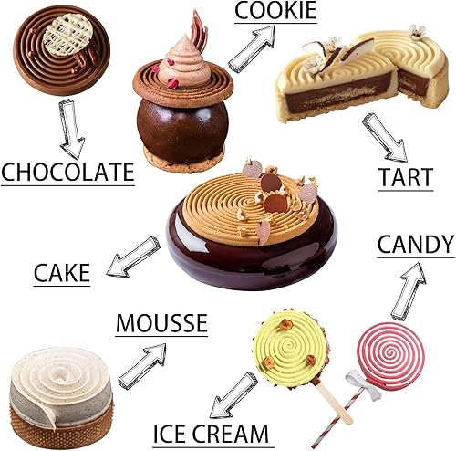 Miniatura 3 de Moldes redondos de silicona para pastelería, juego de 2 moldes para hornear tourbillon para chocolate, dulces, tarta de mousse, galletas, postres,