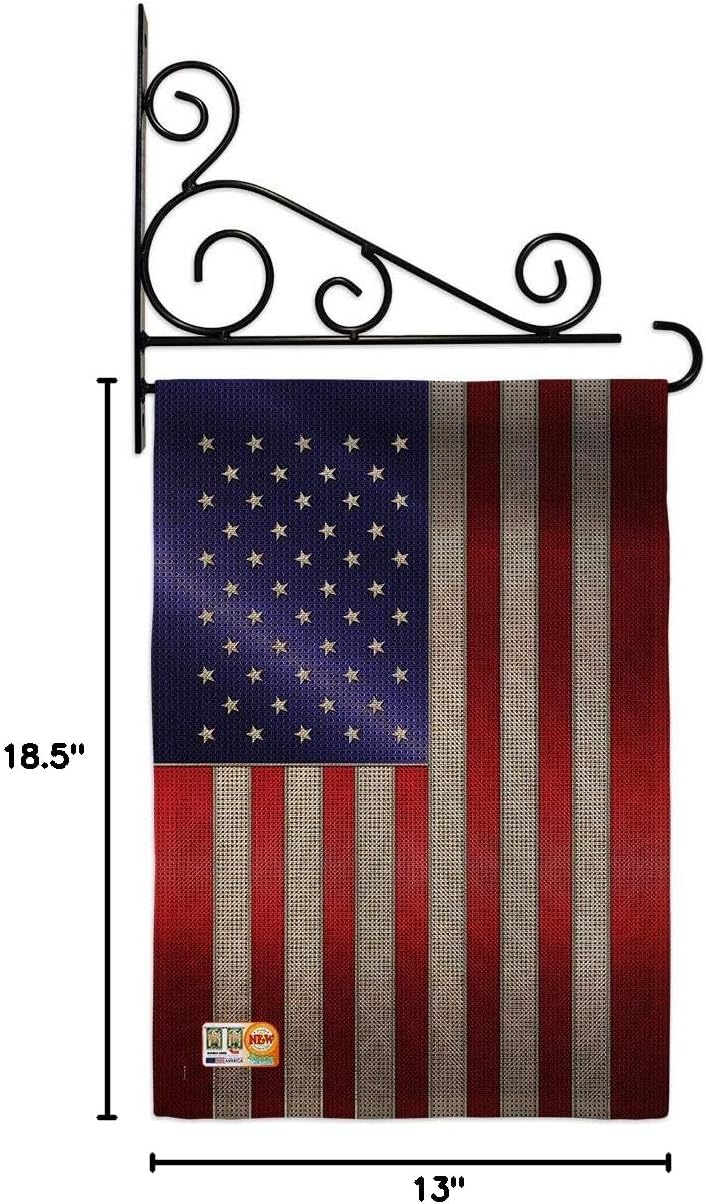 Steel Of Pride American Flag Garden Set Wall Holder Regional Nationality Nation International World Country Particular Area Small Decorative Gift Yard House Banner Double-Sided Made In USA 13 X 18.5