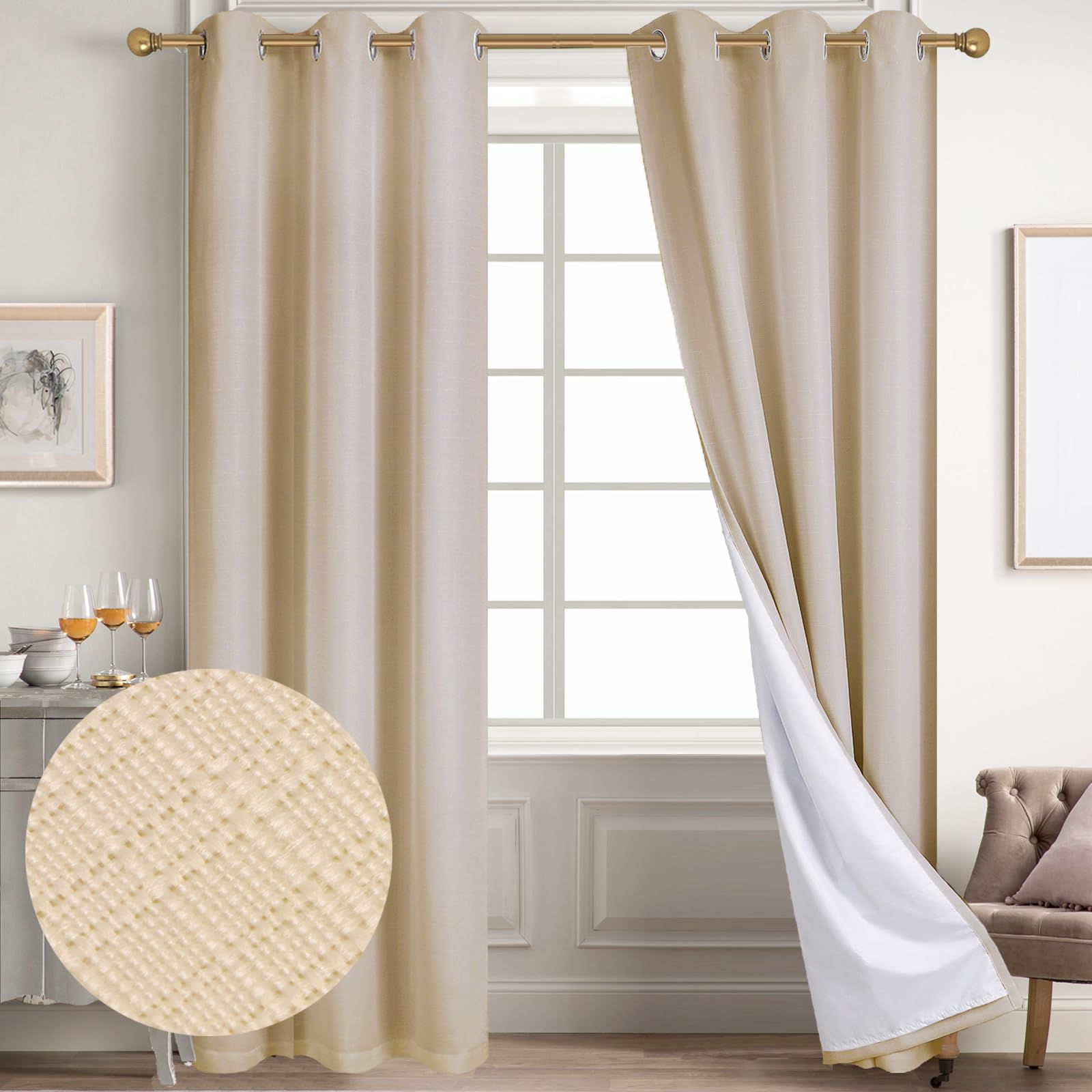 Tende Oscuranti In Lino Diraysid, Marrone Cioccolato, 2 Pannelli (96x137 Cm) Per Una Camera Da Letto Super Dark Out