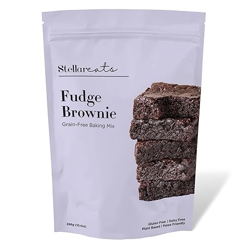 Stellar Eats Fudge Brownie - Mezcla para hornear, 10.4 onzas, 1 paquete, sin granos, sin gluten, sin lácteos, a base de plantas, apto para paleo