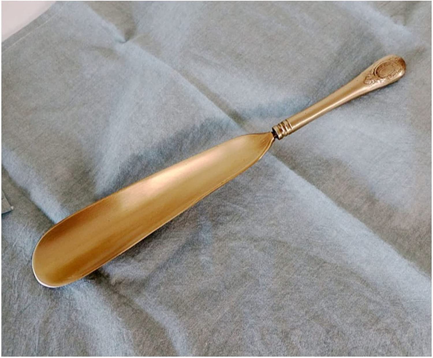 Calzador,Calzador de Metal, Calzador de Mano Largo for Hombres, Mujeres y niños, Calzador de Cobre Puro de 12,5 Pulgadas, Calzador portátil, ayudante de Palo