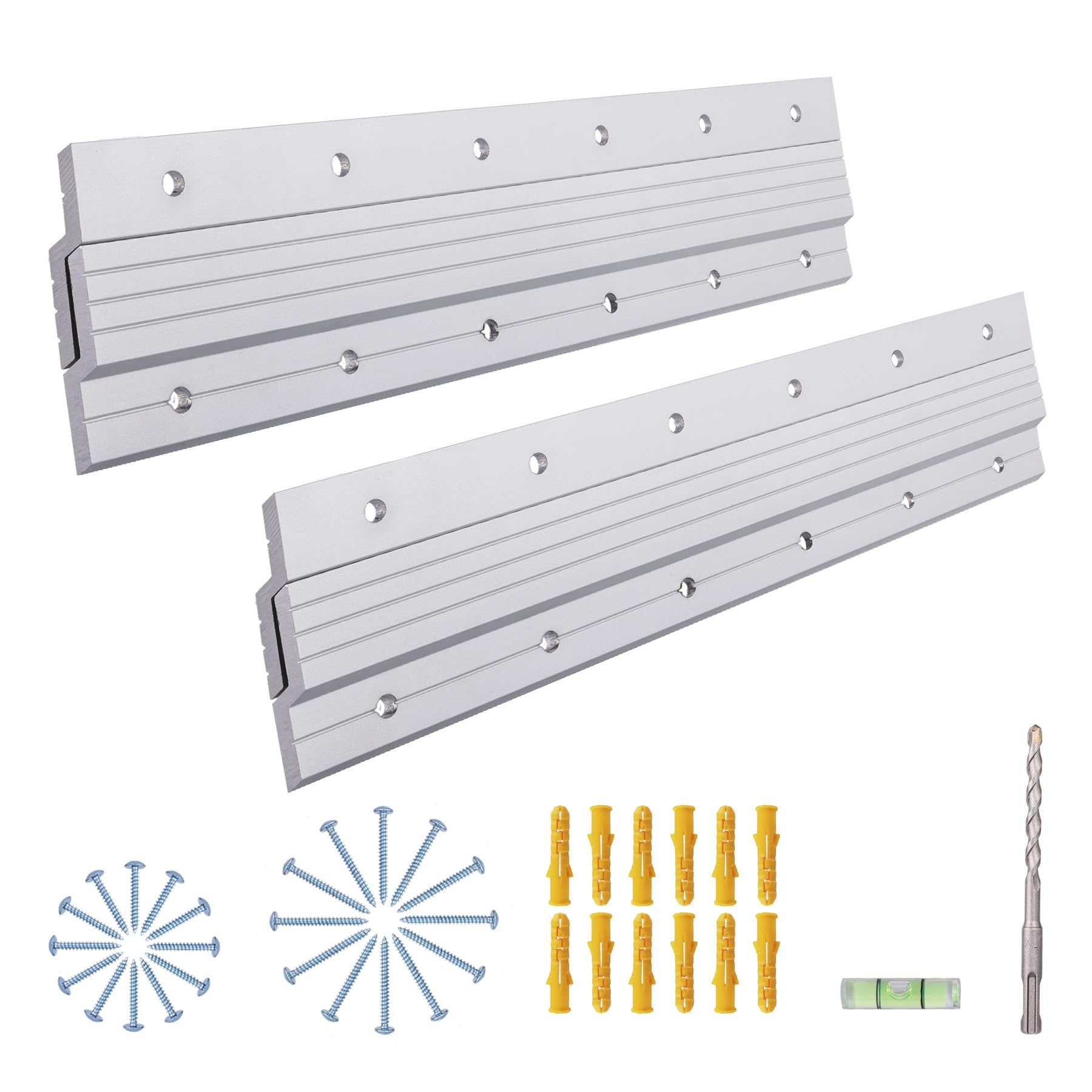 Aetubree 2 Pairs French Cleat Picture Hanger, 12" Heavy Duty Aluminium Z bar Hanger Interlocking Panel Clip Wall Mounting Bracket Hardware Kit for Whiteboard, Shelf, Artwork, Cabinet, Art Frames