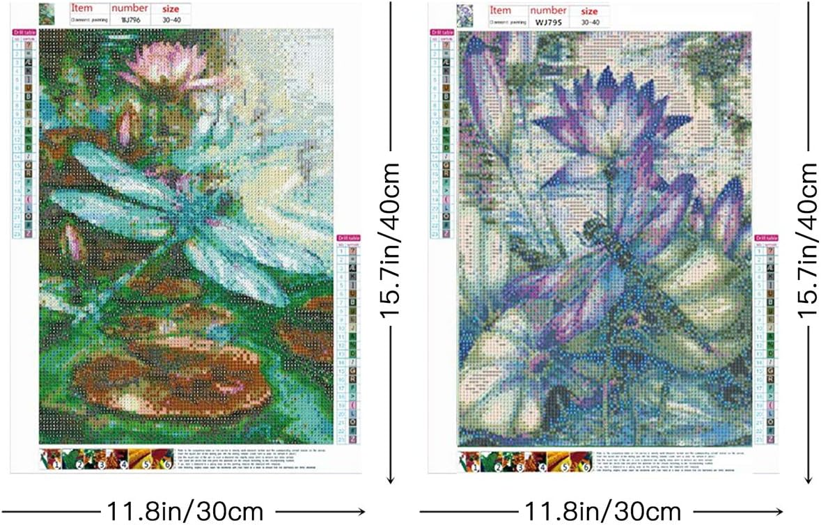 YOLUFER 2Pack 5D Full Drill Diamond Painting Kit,DIY Diamond Rhinestone Painting Kits for Adults and Children Embroidery Arts Craft,Great Bedroom,Living Room or Home Wall Decor 11.8x15.8in (DragonFly)
