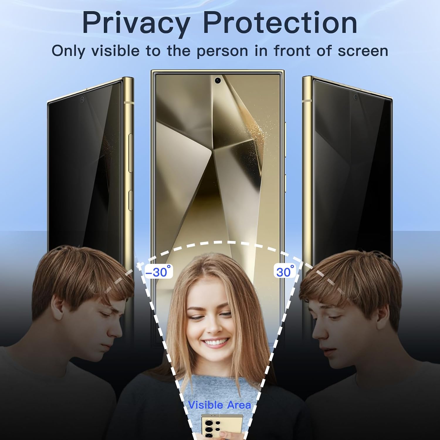 JETech Protetor de Tela de Privacidade para Samsung Galaxy S24 Ultra 5G 6,8 Polegadas, Película de Vidro Temperado Anti-Espião, Compatível com Desbloqueio de Impressão Digital, Pacote com 2