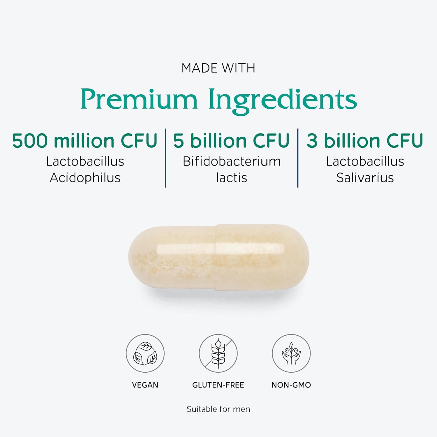 Vitanica Flora Symmetry, Shelf Stable Probiotic Supplement, Dr Formulated Probiotics for Women, Probiotics for Men and Adults, Acidophilus Probiotic, Non-GMO, Vegan, 60 Capsules