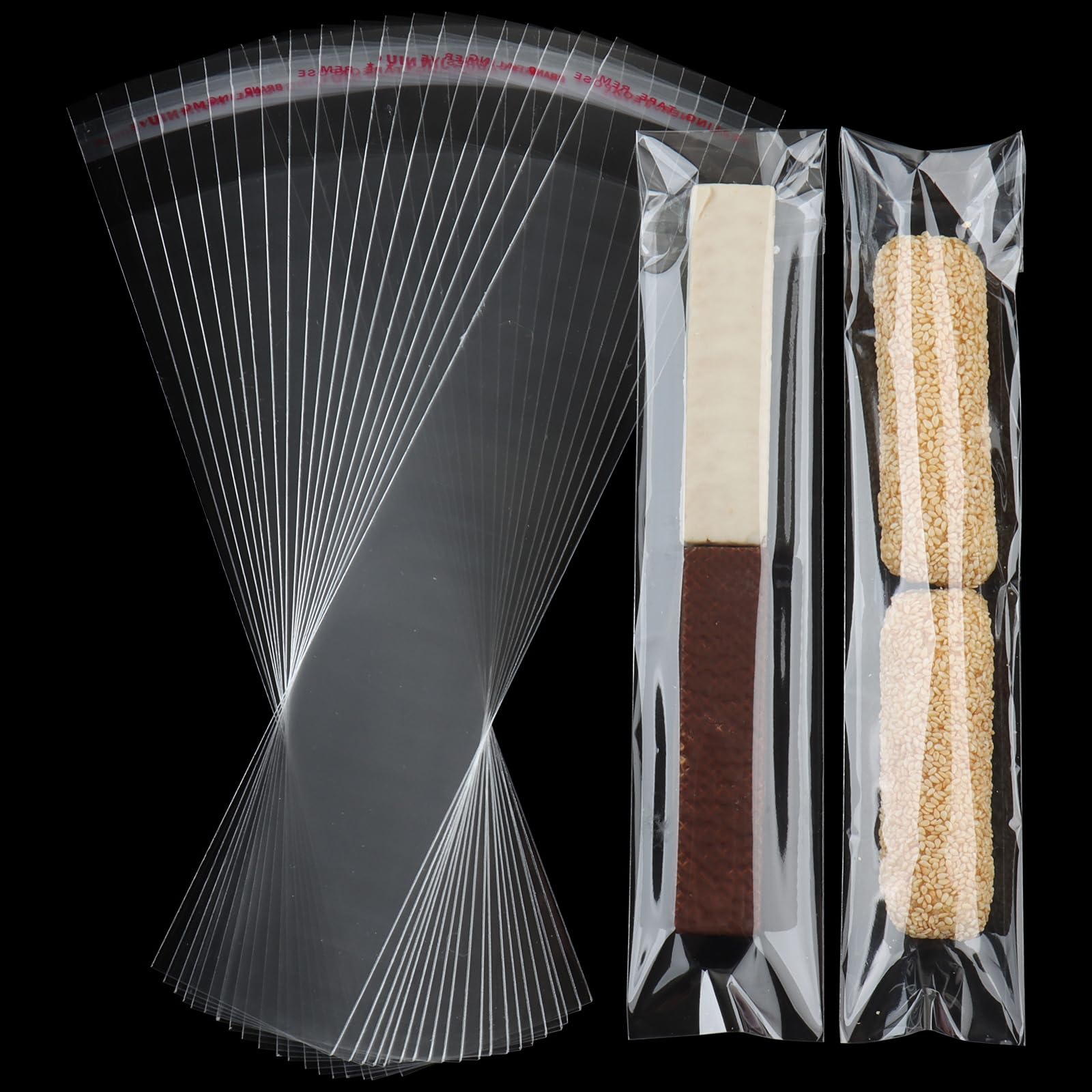 Horbin 120 Pcs Pretzel Rod Bags, Self Sealing Cellophane Bag 2x10 Inches, Clear Cookie Bags with Seal for Cookies, Pretzels, Candy, Party Favors, Bakery Packaging