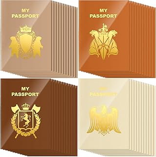 Lincia 48 Pcs Blank Passport Notebook Fake Passport Book Travel Journal Book Party Favor Bulk for Halloween Travel Classroom Supplies(Warm Color)