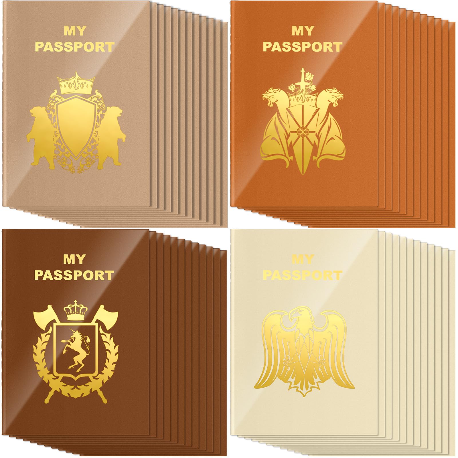 Lincia 48 Pcs Blank Passport Notebook Fake Passport Book Travel Journal Book Party Favor Bulk for Halloween Travel Classroom Supplies(Warm Color)