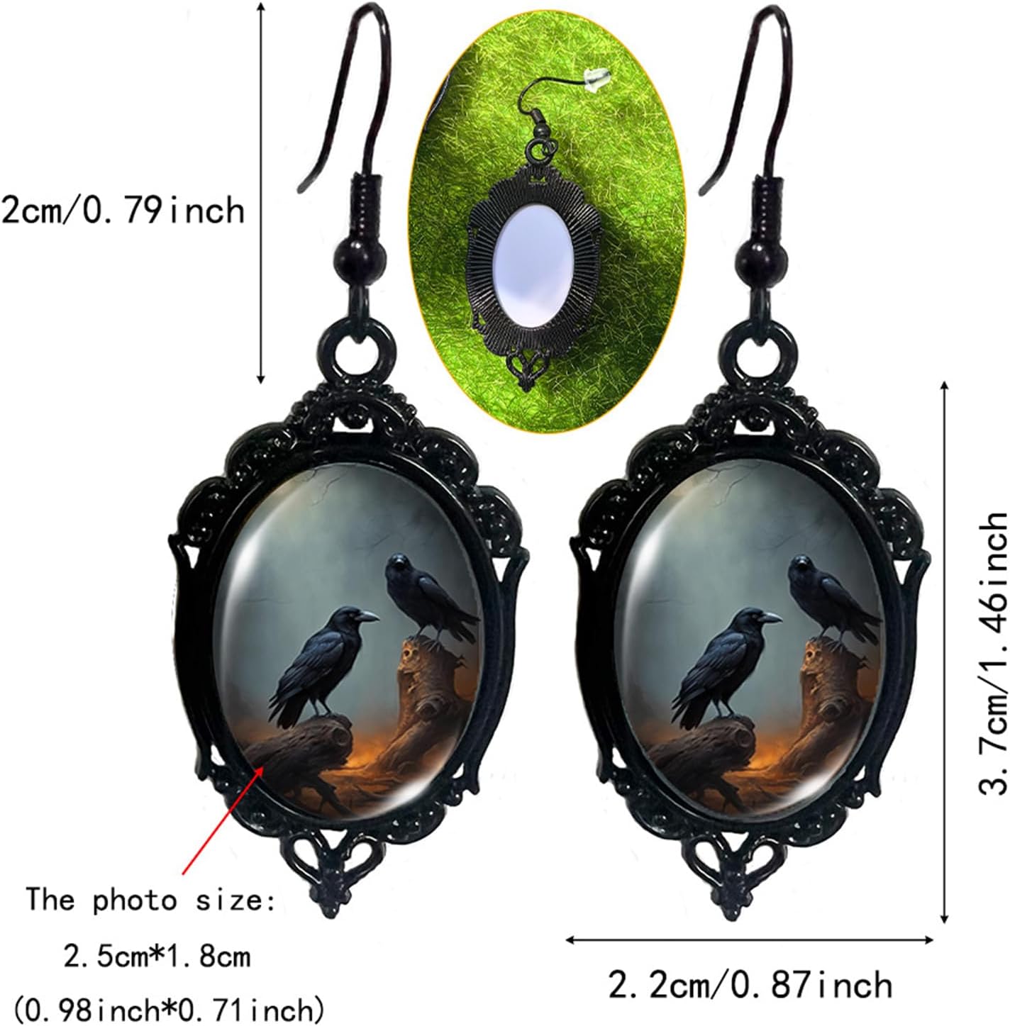 Gothic Mystery Witch Cameo Earrings,Vintage Crystal Glass Witch Dangle Earring Punk Style Mystery Earrings Goth Victorian Earring Halloween Jewelry for Women - Image 3