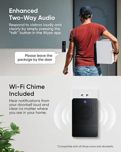 Miniatura 4 de WYZE Timbre inalámbrico Duo Cam con video (timbre incluido), funciona con pilas, video Full HD 2K, 2 cámaras (personas y paquete), audio de 2 vías,