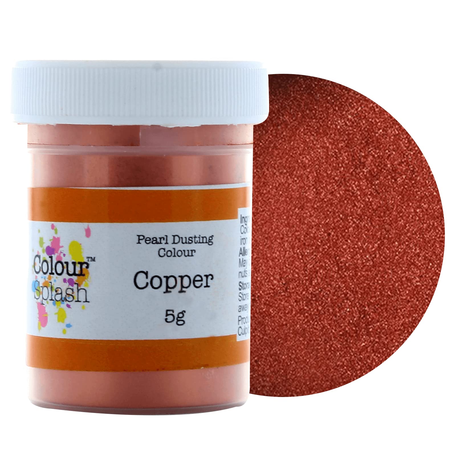 Colour Splash Pearl Food Colouring Dusts, Lustre Dust for A Pearlescent Finish to Cake Surfaces Or Decorations, Create A Rainbow Cake Kit with an Assortment of Glistening Colours - Copper 5g