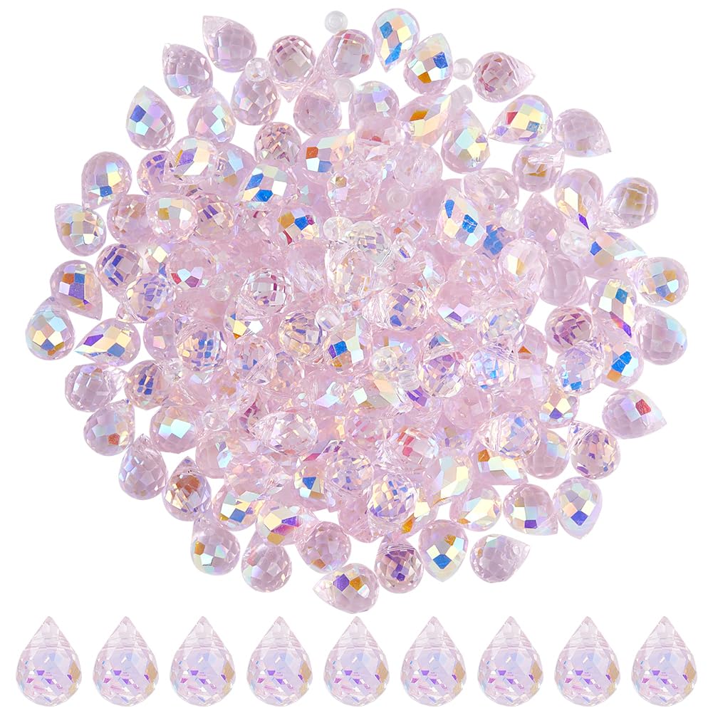 Perles en verre rose à facettes 8x6mm avec trou vertical pour création de bijoux